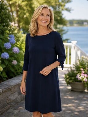 Talbots Navy Dress with Crew Neck